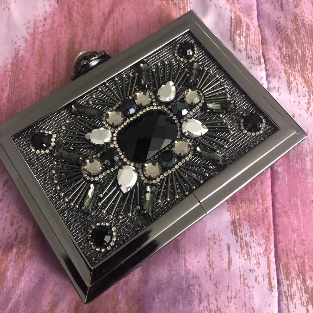 Aldo Silver/Black Clutch